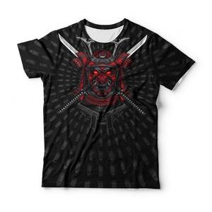 Camiseta Deportiva para Hombre, Negra, con Estampado de Guerrero, Cuello Redondo, Manga Corta, Transpirable, Corte Regular, Impresión por Sublimación - Product Image 1