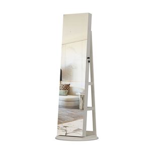 Miroir sur pied pivotant à 360 degrés avec armoire à bijoux verrouillable pour coiffeuses et vanités de maquillage - Product Image 3