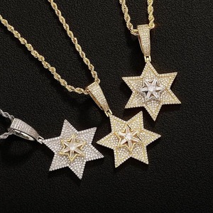 Collar con Colgante de Estrella, Plata 925, Chapado en Oro de 18K, con Cristales de Imitación, Unisex, Joyería de Lujo Estilo Hip Hop - Product Image 6