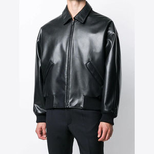 <b>Mens</b> Brown Genuine <b>Leather</b> Bomber <b>Jacket</b> With Faux Fur Closure Regular Fit Winter Wear Moto Style - Product Image 6