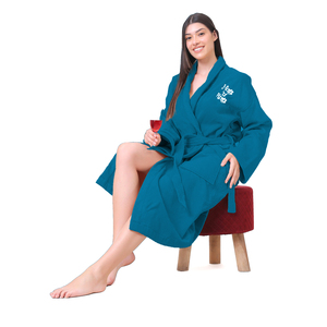 100% Cotton Woven Luxury Knee BathRobe Drawstring Closure Front Embroidery Logo Customized Sizes Highest Selling in India - Product Image 6