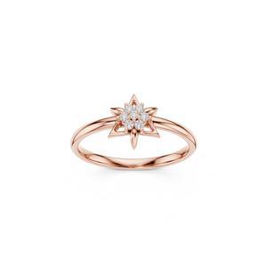 Anillo de Oro Rosa con Diamantes en Forma de Estrella, Corte Ovalado, Moderno, Romántico, Floral, para Mujer - Product Image 1
