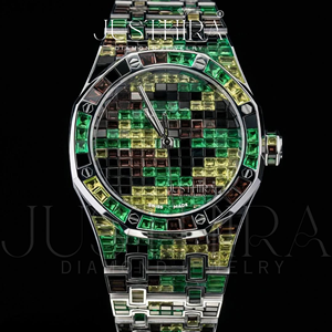 นาฬิกาเพชรหรูหราหลากสีสำหรับผู้ชาย นาฬิกาเพชรหลากสีสำหรับผู้ชายหรือผู้หญิง สไตล์ฮิปฮอปทันสมัย - Product Image 2