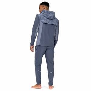Custom Men’s Grey Lightweight Windbreaker Tracksuit Full <b>Zip</b> <b>Hooded</b> Running Jacket and Tapered Track Pants Private Label Perform - Product Image 2