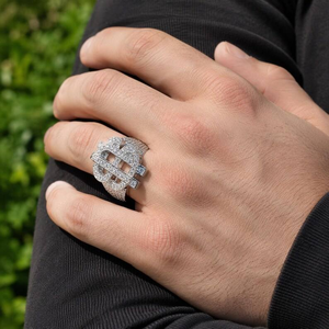 Moissanite Dollar Sign <b>Ring</b> Iced Out Statement Jewelry Luxury Hip Hop <b>Ring</b> Sparkling Pave Fashion Gift for <b>Men</b> Women - Product Image 4