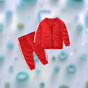 Vêtements d'hiver rouges pour bébés garçons, tenues pour tout-petits, vêtements imprimés à manches longues à rayures blanches pour nourrissons et tout-petits - Product Image 3