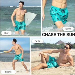 Men's Tropical Print <b>Board</b> Shorts Quick Dry Drawstring Closure Mid Rise Swim Trunks Casual Beach Wear Front Logo - Product Image 5