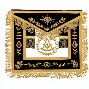 Tablier de Maître Maçon de Luxe de Haute Qualité, Broderie à la Main en Fil d'Or, Cuir Véritable, Épingle de Sûreté, Personnalisable, OEM, Régalia - Product Image 2