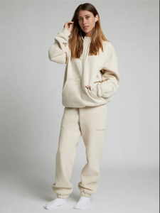Ensemble deux pièces décontracté pour femme : sweat à capuche uni à manches longues et pantalon de survêtement ample pour l'automne et l'hiver - Product Image 2