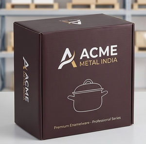 Casserole ronde en fonte émaillée Acme Metal Premium avec couvercle, design classique durable, pour cuisinières à gaz et à induction - Product Image 6