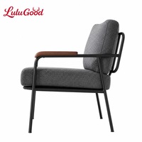 VINGLI Ensemble de 2 fauteuils d'appoint modernes du milieu du siècle, petits fauteuils rembourrés confortables et peu encombrants, accoudoirs en bois, pieds en métal