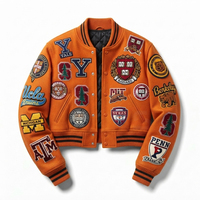 Patchs en chenille brodés sur mesure, design logo, vestes varsity, vestes de baseball, vestes pour femmes à manches en cuir, vestes courtes pour femmes