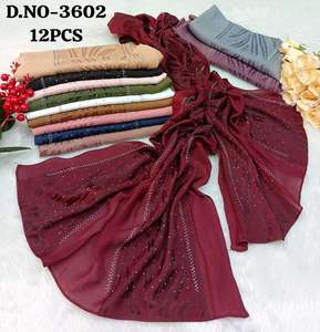 Écharpe Hijab en mousseline de soie, Accessoires ethniques, pour femmes, foulard et châle, personnalisé, de haute qualité, vente en gros, sc, nouvelle collection, 2022 - Product Image 2