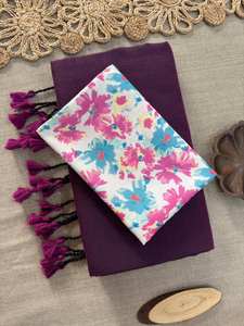 ชุดพื้นเมืองสำหรับผู้หญิงที่เป็นมิตรกับสิ่งแวดล้อม: ผ้าส่าหรีผ้าฝ้ายคัดสรรคุณภาพพร้อมพู่ห้อยและเสื้อผ้าฝ้ายเมจิก - Product Image 6