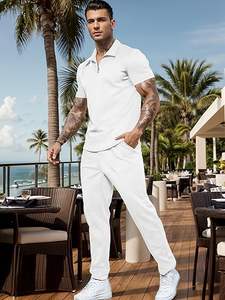 Ensemble de survêtements pour hommes, ensemble de survêtements 2 pièces, sweat-shirt à manches courtes décontracté et pantalon de jogging ample - Product Image 4