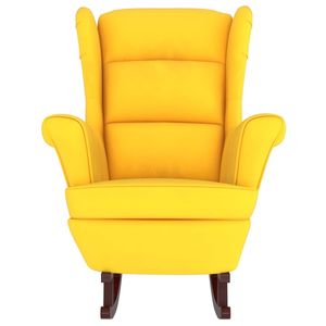 Fauteuil à bascule en velours jaune 100% polyester, bois de caoutchouc massif pour salon - Product Image 3