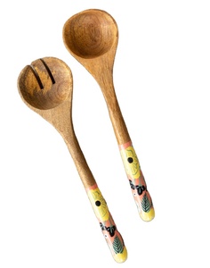 Juego de cucharas y cuencos hechos a mano con estampado de esmalte de madera de mango ecológico Natural 100%, regalo de negocios para alguien especial para fiestas - Product Image 2