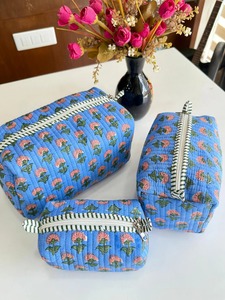 Quilted Cotton Travel Toiletry <b>Bag</b> Handmade Floral Design Utility Wash <b>Bag</b> Zipper Boho <b>Makeup</b> <b>Vanity</b> Case Cosmetic <b>Bag</b> Gift - Product Image 3