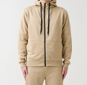 Men's Khaki Full <b>Zip</b> <b>Hooded</b> Tracksuit Set Solid Color Casual Sweatshirt Pants Breathable Cotton Autumn Wear Made in Pakistan - Product Image 6