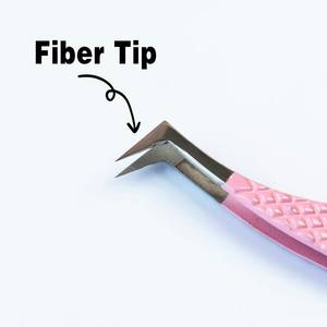 Pinzas de Precisión para Pestañas de Acero Inoxidable con Punta de Fibra y Mango Rosa - Product Image 3
