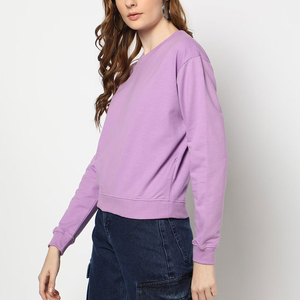 เสื้อสเวตเชิ้ตผู้หญิง คอวี ทรงหลวม ผ้าฝ้าย OEM ระบายอากาศได้ดี ดีไซน์ใหม่ คุณภาพสูง ราคาขายส่ง - Product Image 6