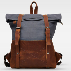 Genuine Leather Canvas Backpack <b>Water</b> Resistant Large Size Travel Laptop High Quality Wholesale Bulk Manufacturer LCB-0025 - Product Image 3