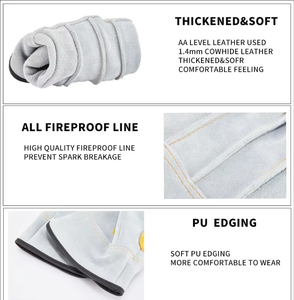 High Quality Split Cowhide Welding Protective <b>Long</b> Leather Safety <b>Gloves</b> Work Welding <b>Gloves</b> - Product Image 6
