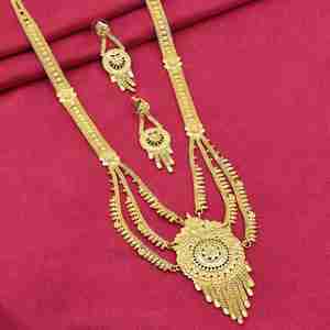 Juego de Collares Rani Haar con Diseño Floral en Oro Micro de 14K, 18K y 24K, Joyería India para Bodas, Juego de Joyería de Latón Dorado de Moda - Product Image 1