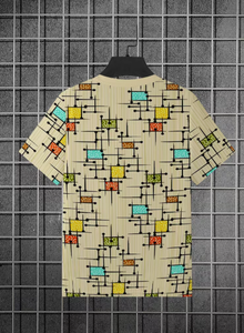 Camiseta de manga corta con estampado geométrico para hombre, estampado digital, algodón, informal, cuello redondo, corte regular, multicolor - Product Image 4