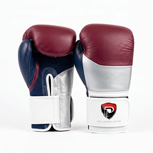 Dumela International <b>16</b> <b>Oz</b> Leather <b>Boxing</b> <b>Gloves</b> Red Blue Black Yellow Professional Training Gear Logo Design - Product Image 1
