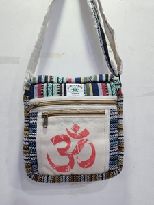 Bohemian Canvas <b>Crossbody</b> <b>Bag</b> With Hamsa Embroidery Striped Pattern Zipper Closure Women's Daily Use - Product Image 3