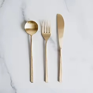 Traditional Stainless Steel Cutlery Set <b>Gold</b> Finish Brass Handle Flatware Dining Utensil Elegant <b>Table</b> For Hotel Restaurant - Product Image 2