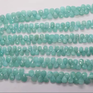 AAA Natural Amazonite Faceted Pear Beads 6x8-7x9MM Amazonite Gemstone Beads 6 Inch Strand Faceted Amazonite Pear Shape Beads - Product Image 1