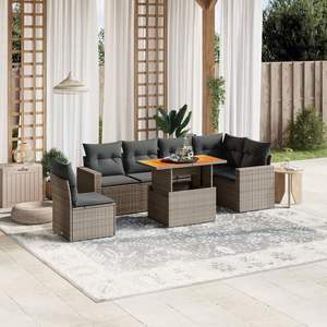 Medium Adjustable Armrests Grey PE Rattan Garden <b>Sofa</b> <b>Set</b> Garden <b>Sofas</b> - Product Image 1