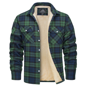 Garment Manufacturer Mens Plaid <b>Wool</b>/Acrylic Flannel <b>Shirt</b> Jacket Quilted Lined Autumn Breathable Eco-Friendly Anti-Wrinkle - Product Image 5