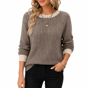 Suéter de cuello alto AL SWANS INTERNATIONAL para otoño, tejido de nailon/acrílico, anti-pilling, manga larga, con bloques de color, grueso, para mujer - Product Image 1