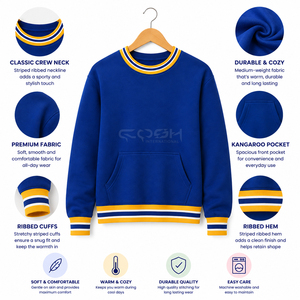 Sudadera Azul con Cuello Redondo y Rayas Blancas y Amarillas de la Hermandad Femenina Cosh International, Manga Larga, para Otoño - Product Image 6