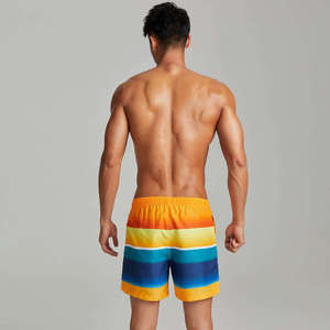 Men's Striped <b>Board</b> Shorts Quick Dry Drawstring Swim Trunks Mid Waist Casual Beach Wear Short Shorts 100% Polyester - Product Image 2