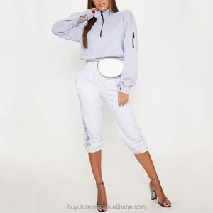 Femmes surdimensionné coton Polyester polaire quart Zip sweat imprimé cravate teint plaine Badge Design à capuche hiver pull Zip - Product Image 4