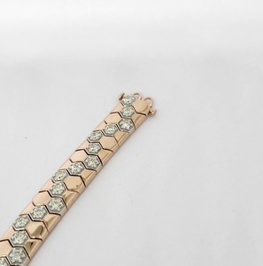 สร้อยข้อมือเทนนิสสีทอง14K สำหรับผู้ชายและผู้หญิงที่มีลายรังผึ้งลายปลูกเพชรเทียบกับ IGI ได้รับการรับรองเครื่องประดับที่ดี - Product Image 3