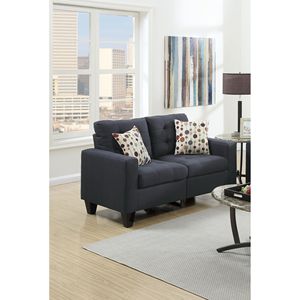 Set Moderno di Divano e Divanetto in Polifibra Nera Trapuntata con Cuscini per Soggiorno - Product Image 3