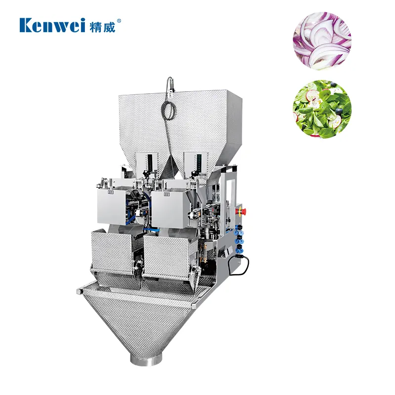 Automatic vegetable packing machine with 2 heads belt linear weigher weighing and packaging machine