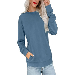 Sudaderas de Cuello Redondo para Mujer, Otoño, Ecológicas, de Algodón/Bambú Satinado, Modernas, Lisas, de Manga Larga, con Bolsillos - Product Image 2