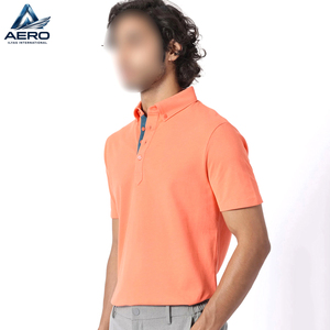 Men's <b>Orange</b> Color Sleeve Pique <b>Polo</b> Shirt Breathable Casual Fit Regular Length Solid Color Knitted Fabric <b>Polo</b> Tees - Product Image 4