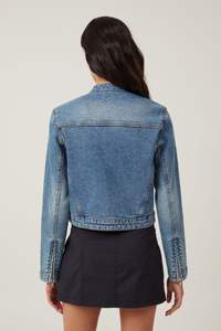 Chaqueta Vaquera para Mujer con Lavado Ácido, Estilo Retro de los 90, Abrigo de Mezclilla, Estética Urbana - Product Image 4