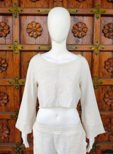 Top Corto Bohemio de Algodón Teñido para Mujer con Mangas Acampanadas, Tejido Liso, Casual, Transpirable, para Primavera, Verano y Todas las Estaciones, Diseño Personalizado ODM - Product Image 3