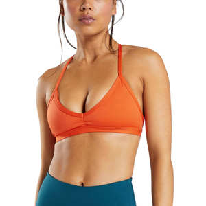 Soutien-gorge de sport pour femme, col en V profond, dos nageur, vert uni, yoga, fitness, maintien élevé, respirant, écoresponsable, Spandex Polyester - Product Image 3