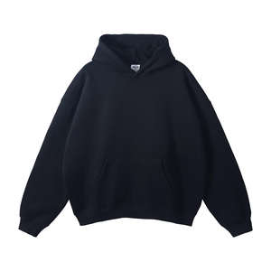 Sweat à capuche unisexe noir épais en maille imprimée surdimensionné 420 g/m² de haute qualité avec logo personnalisé OEM pour hommes - Product Image 1