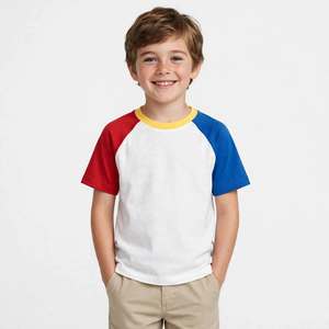 T-shirt à manches courtes pour garçon, col rond, coton jersey, qualité supérieure, color block, style décontracté, pour enfants, provenance du Bangladesh. - Product Image 5