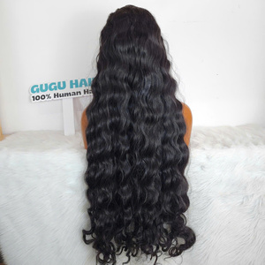 Unprocessed Natural <b>Wavy</b> Half <b>Wig</b> Vietnamese Raw Hair Vendors Super Double Drawn Hot Sale 8 inches - 40inches - Product Image 2
